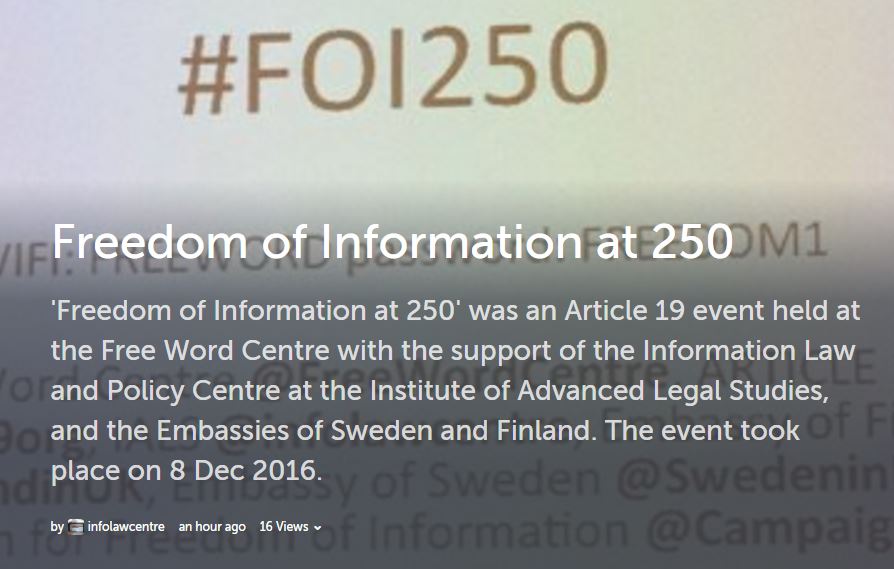 Freedom of Information at 250: now on Storify