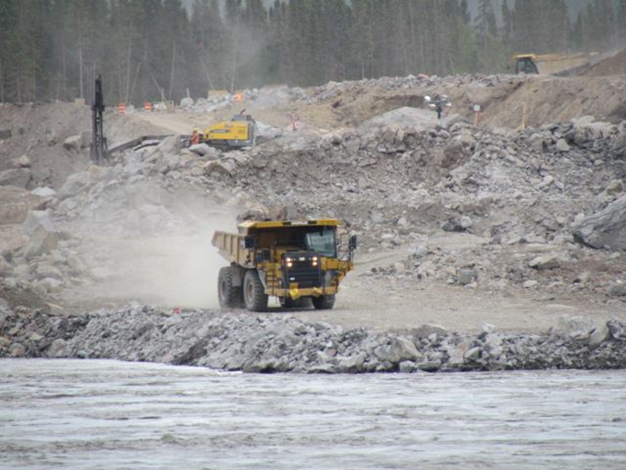 Muskrat Falls, 7 July 2013 showing construction work proceeding before the final agreement to legitimate it. Photo by Anthony Jenkinson