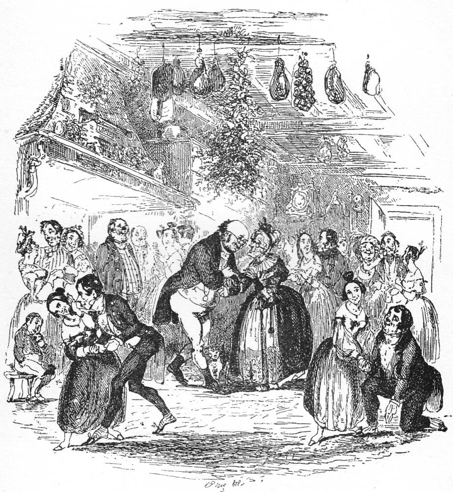 Christmas Eve at Mr Wardle's by Phiz (Hablot K. Browne) Dickens's Pickwick Papers: steel engraving, January 1837.  Found onThe Victorian Web